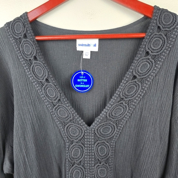 SWIMSUITS FOR ALL Cover-up V-Neck Dress Flare Long Sleeve Black Women Size 22/24 - Picture 3 of 10